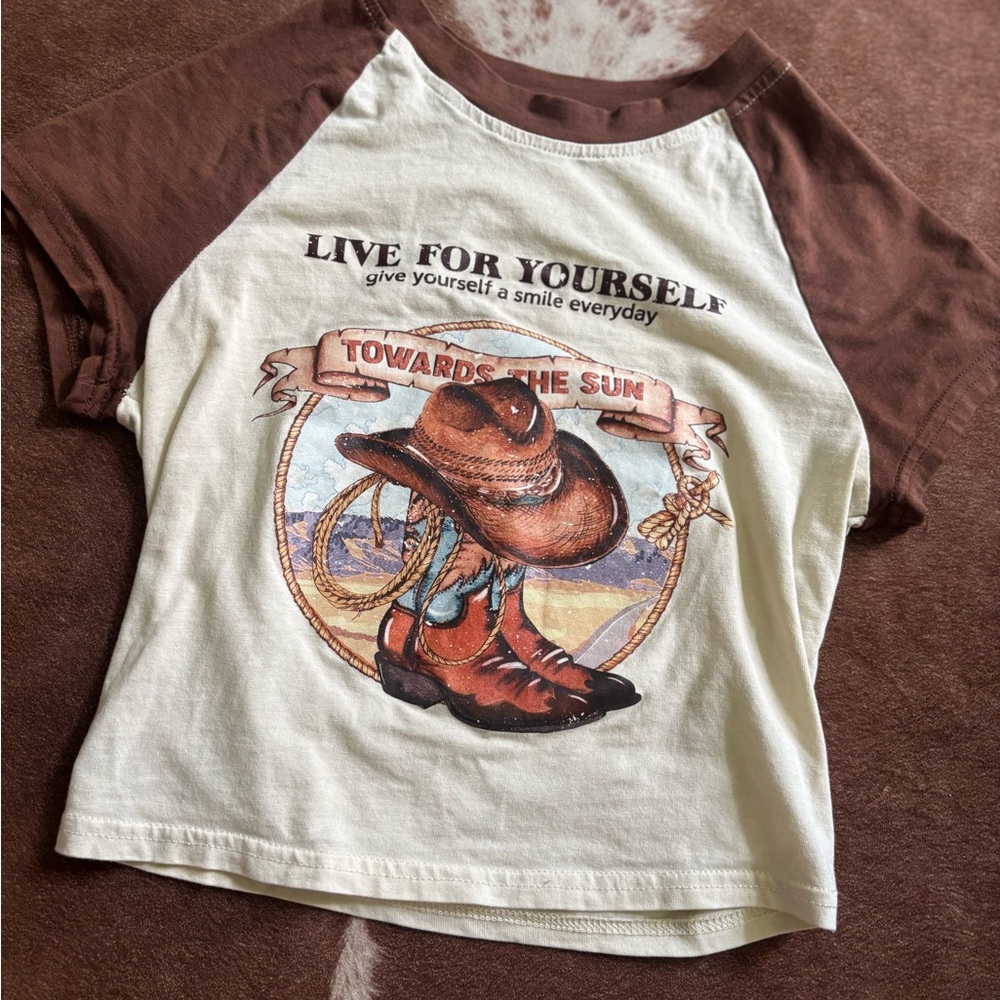 Shein Western Cowboy Boot Baby Tee